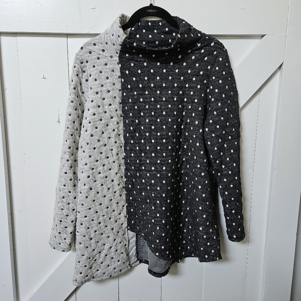 IC Collection by Connie K pullover sweater blouse artsy polka dot size S